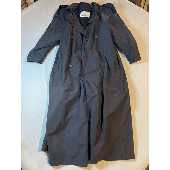 London Fog Double-Breasted Trench Coat Womens Size 6P Black Long Sleeve Lined - Picture 1 of 5